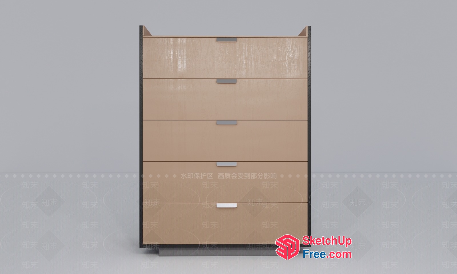 Modern Minimalist Chest Of Drawers With Sleek Silver Handles 3D SketchUp File