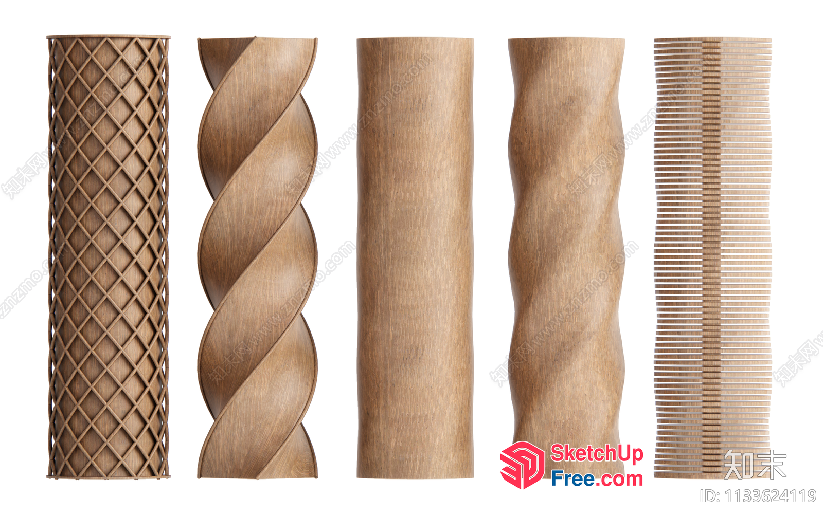 Intricate Wooden Pillar Designs 3D SketchUp File