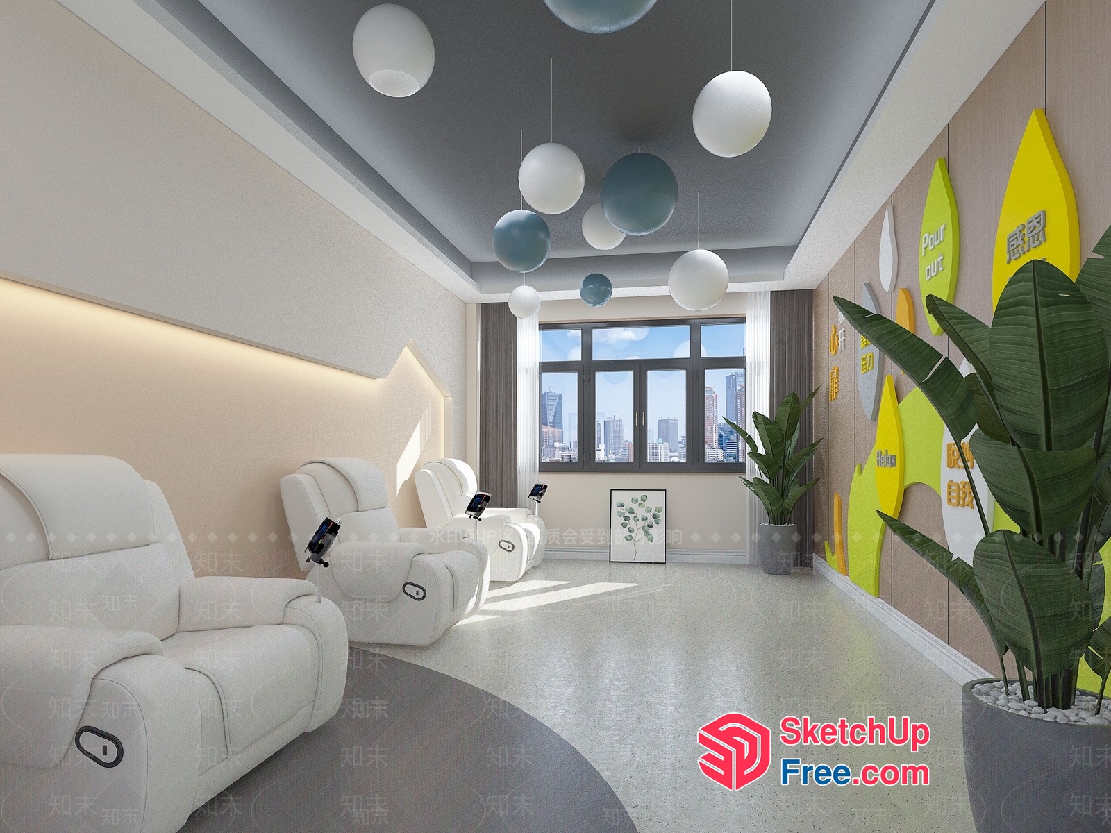 Modern Wellness Center With Comfortable Seating And Natural Light 3D SketchUp File