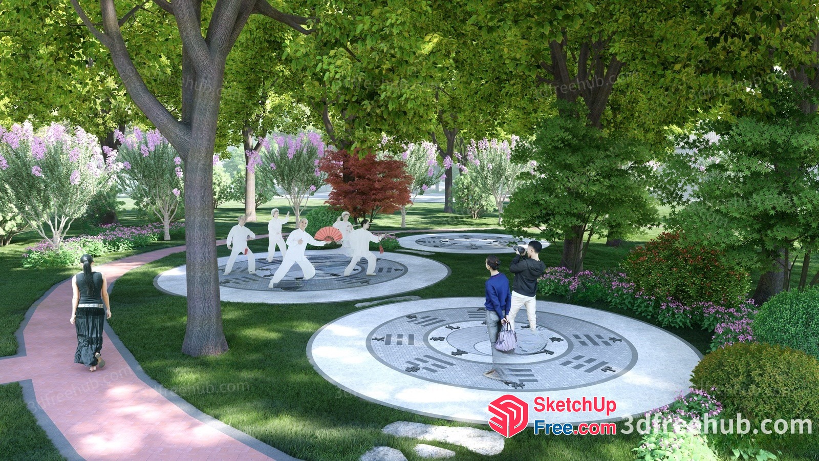 Asian-Inspired Outdoor Gathering Space With Traditional Decor 3D SketchUp File