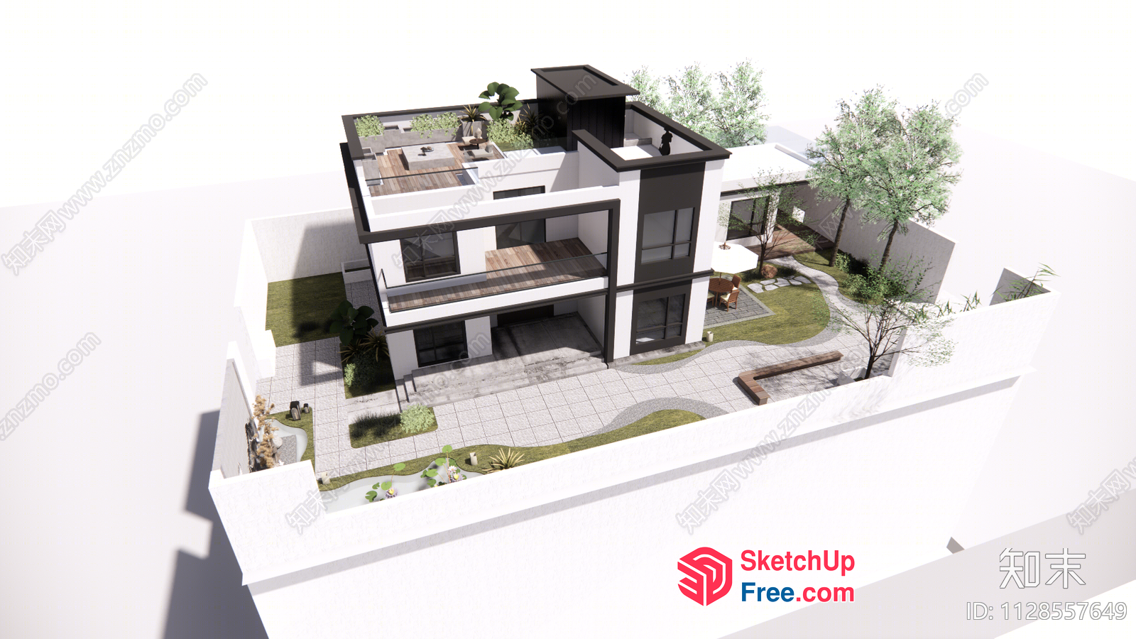 Exterior Modern Minimalist Japanese Villa 3D SketchUp File
