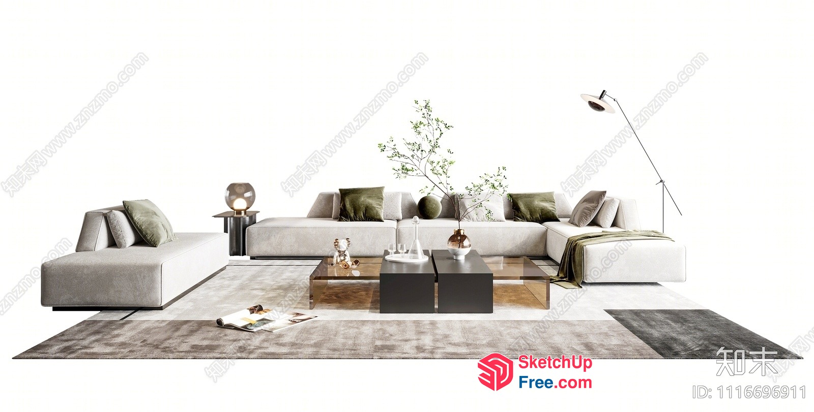 Modern Minimalist Living Room Interior With Neutral Tones 3D SketchUp File
