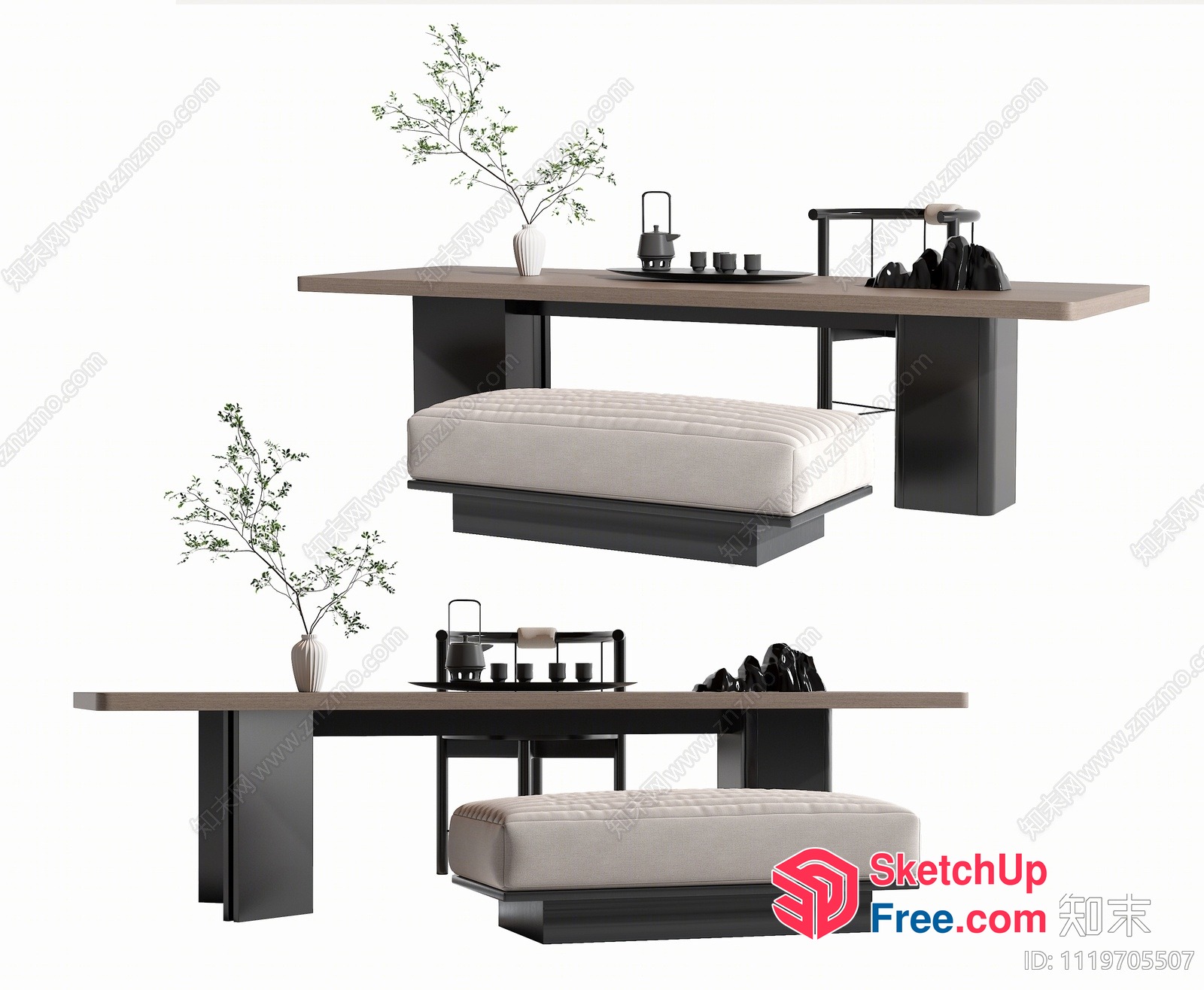 Modern Japanese-Style Furniture Set 3D SketchUp File