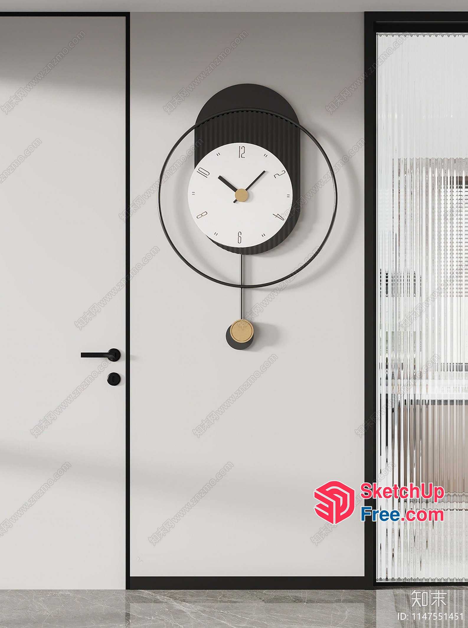 Elegant Modern Pendulum Clock Interior 3D SketchUp File