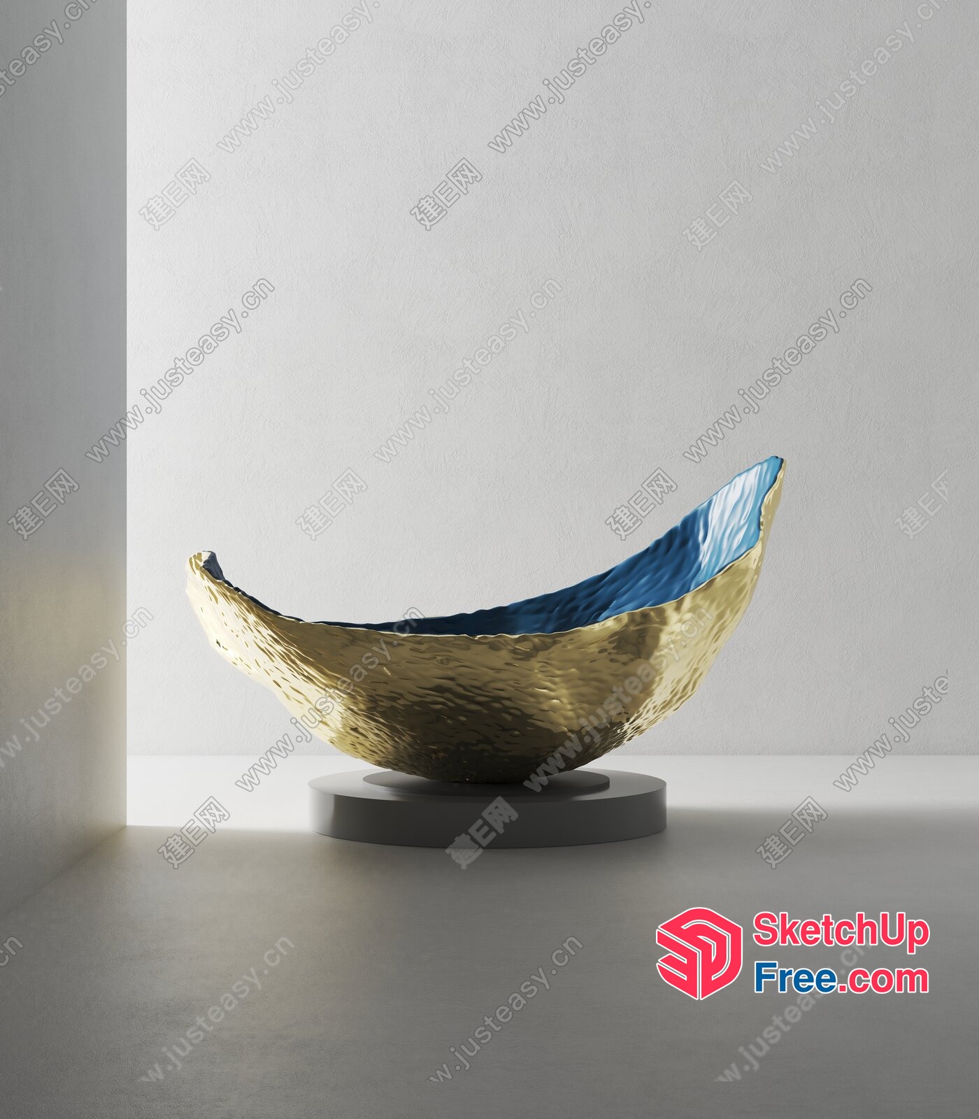Golden Bowl With Blue Interior 3D SketchUp File