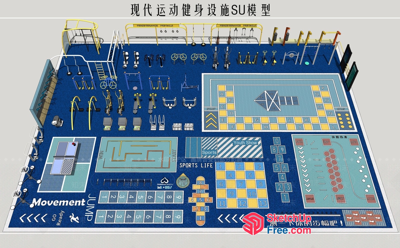 Sports And Fitness Equipment Layout 3D SketchUp File