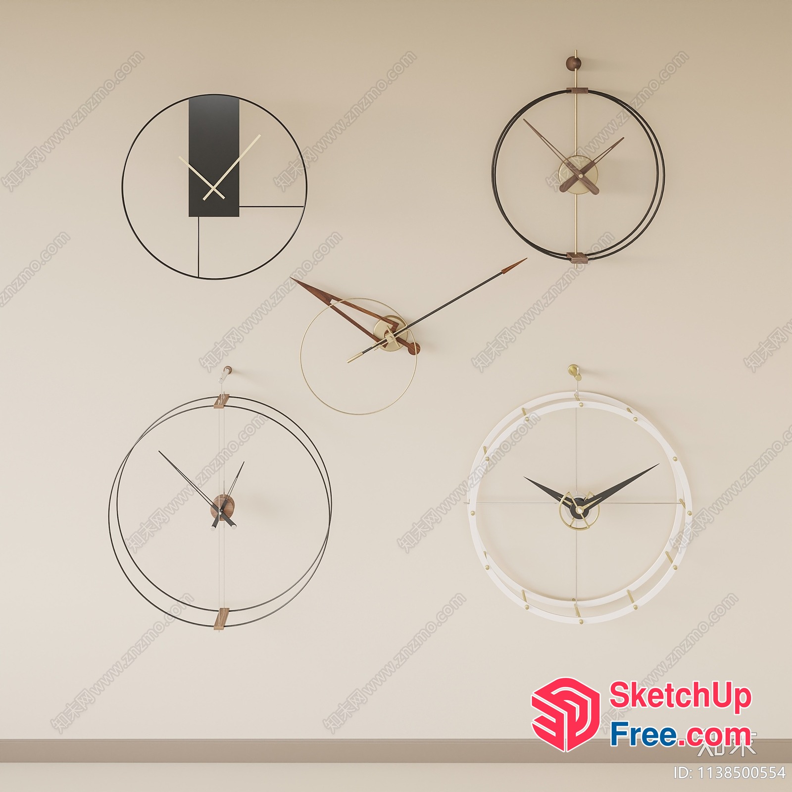 Modern Minimalist Wall Clocks Collection 3D SketchUp File