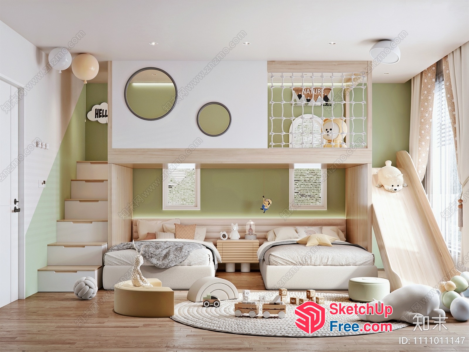 Cozy Scandinavian-Inspired Children'S Bedroom 3D SketchUp File