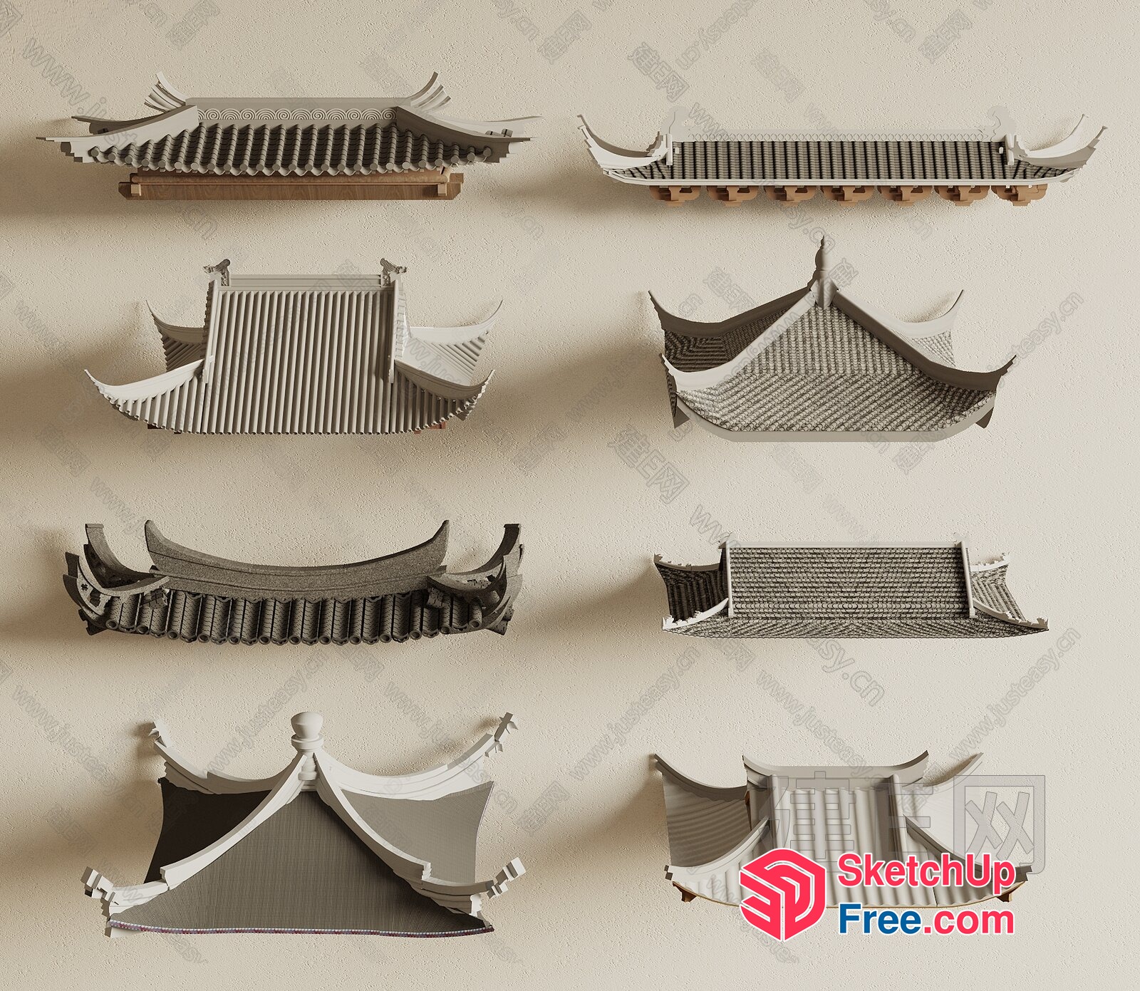 Asian Roof Designs Collection 3D SketchUp File