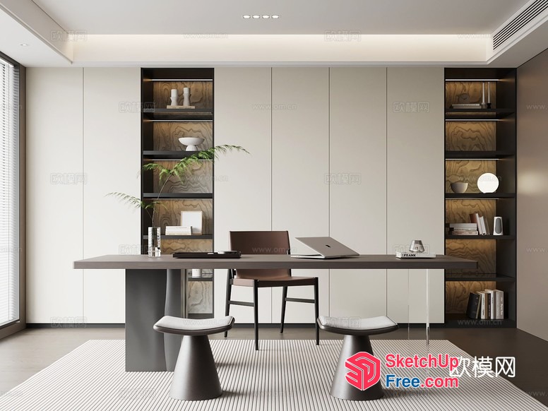 Modern Minimalist Office Space With Natural Light 3D SketchUp File