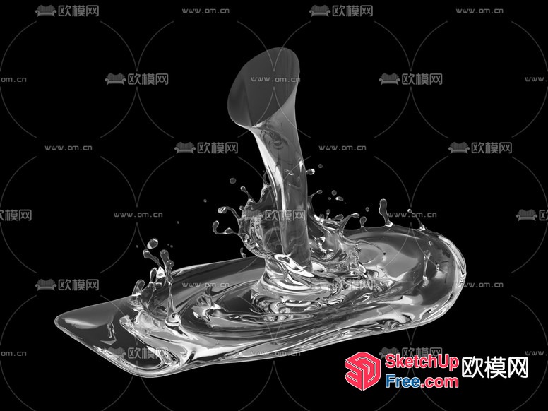Water Splashing On A Glass Surface 3D SketchUp File