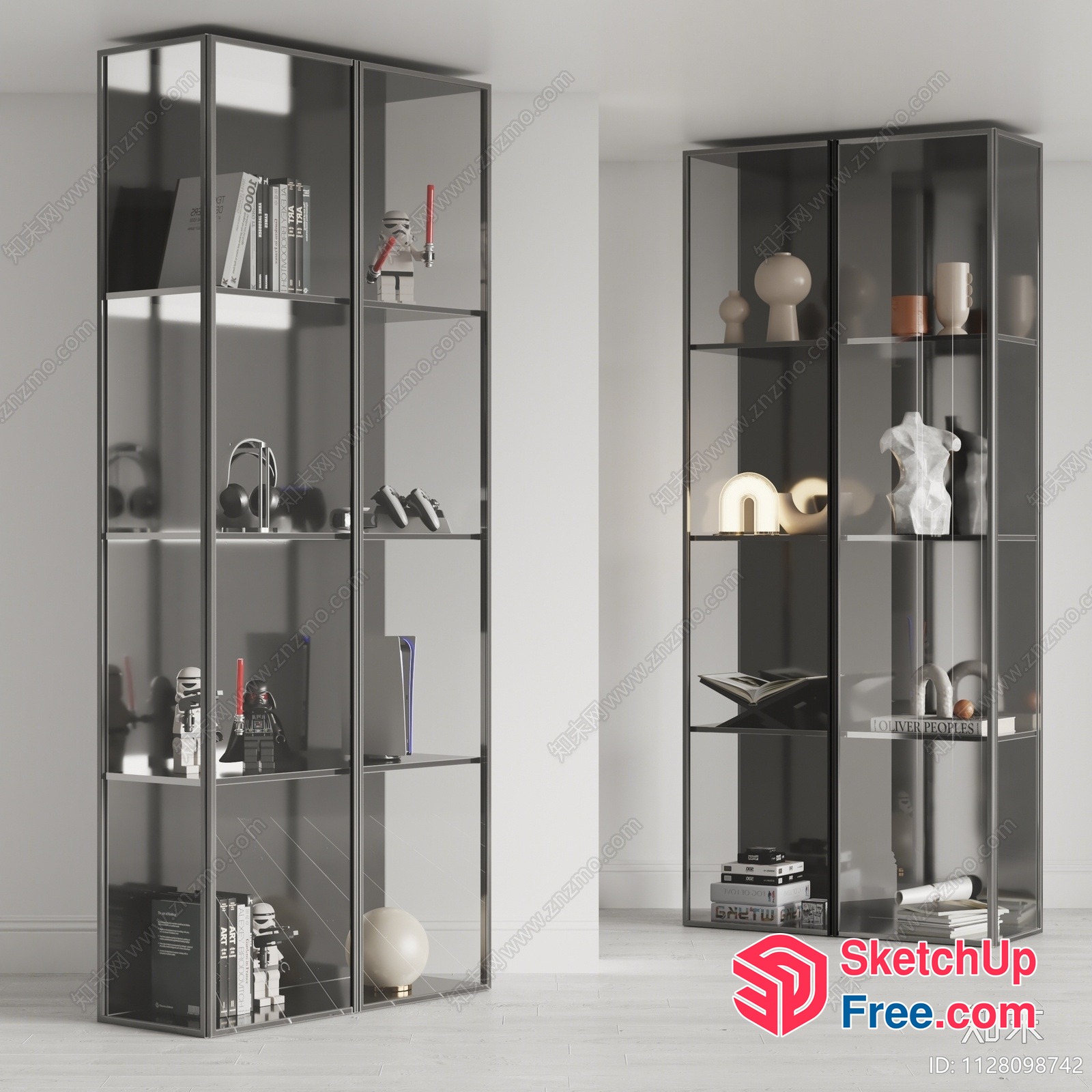 Modern Glass Shelf With Decorative Items 3D SketchUp File