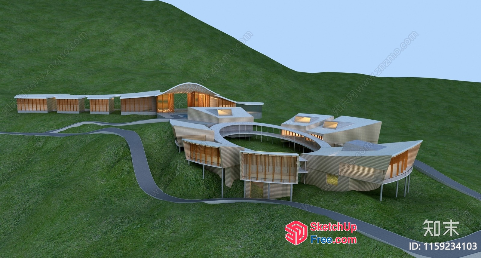 Exterior Of A Modern Villa On A Hill 3D SketchUp File