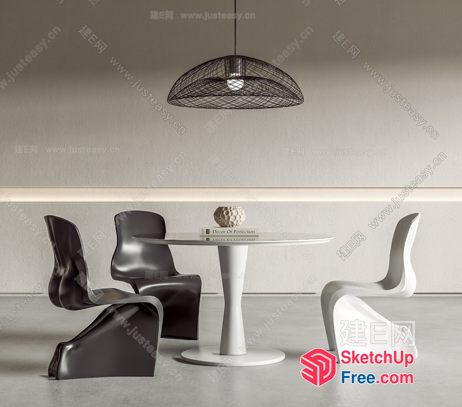 Sleek Modern Dining Area With Minimalist Chairs 3D SketchUp File