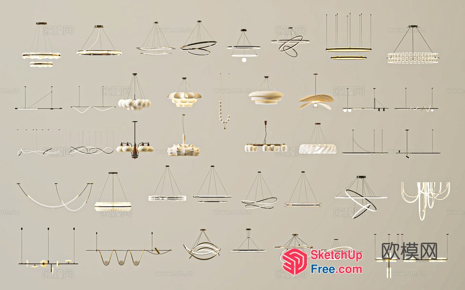 Modern Chandeliers With Sleek Lines And Elegant Lighting 3D SketchUp File