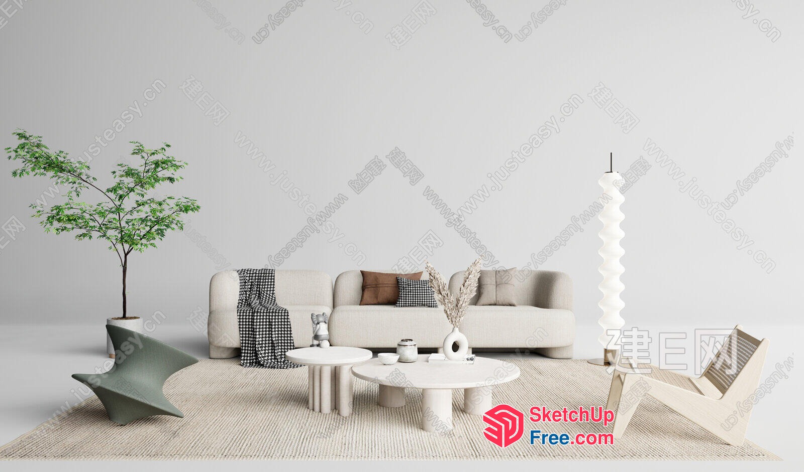 Modern Minimalist Living Room Design 3D SketchUp File