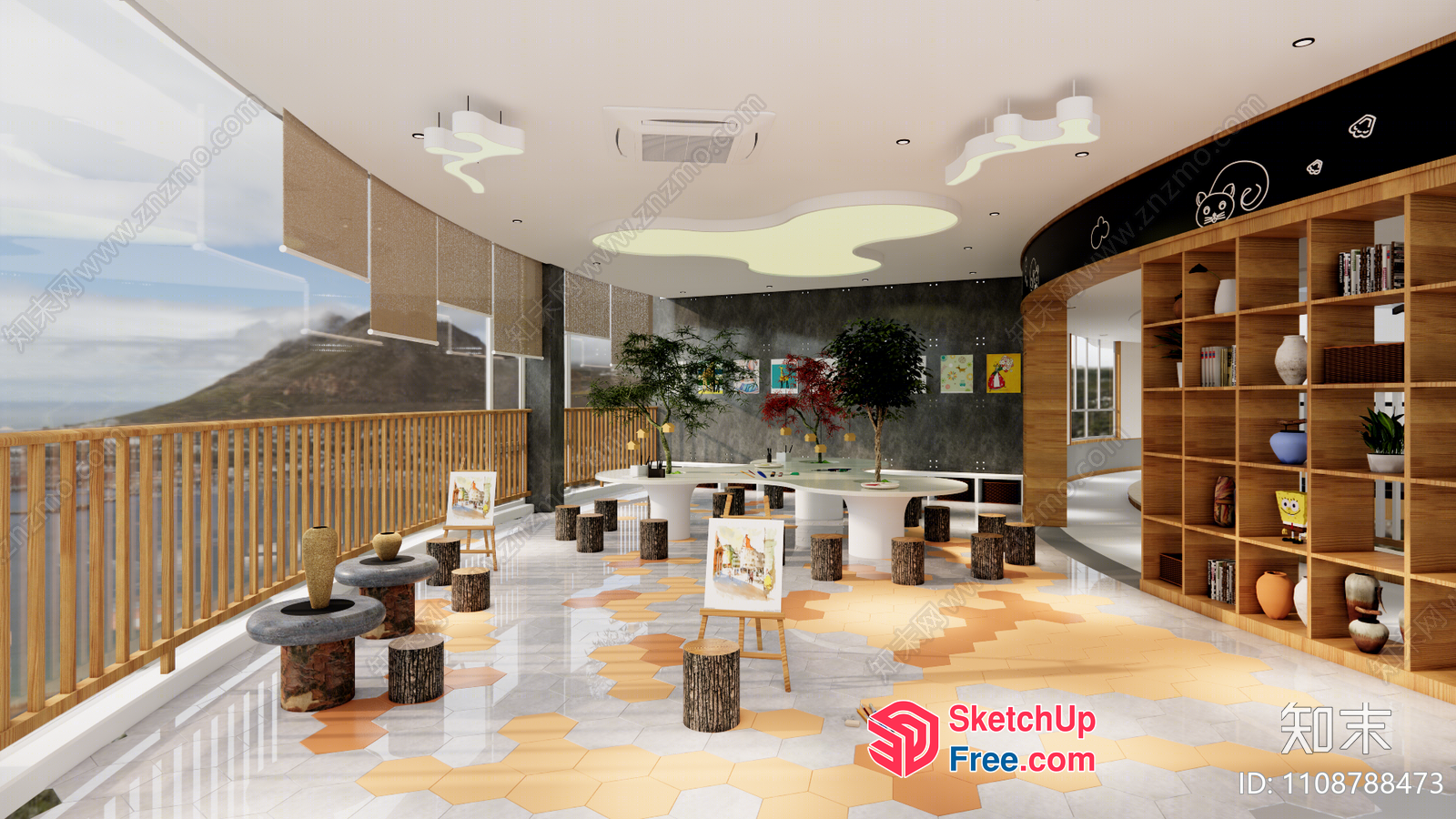 Modern Art Studio With Natural Elements 3D SketchUp File