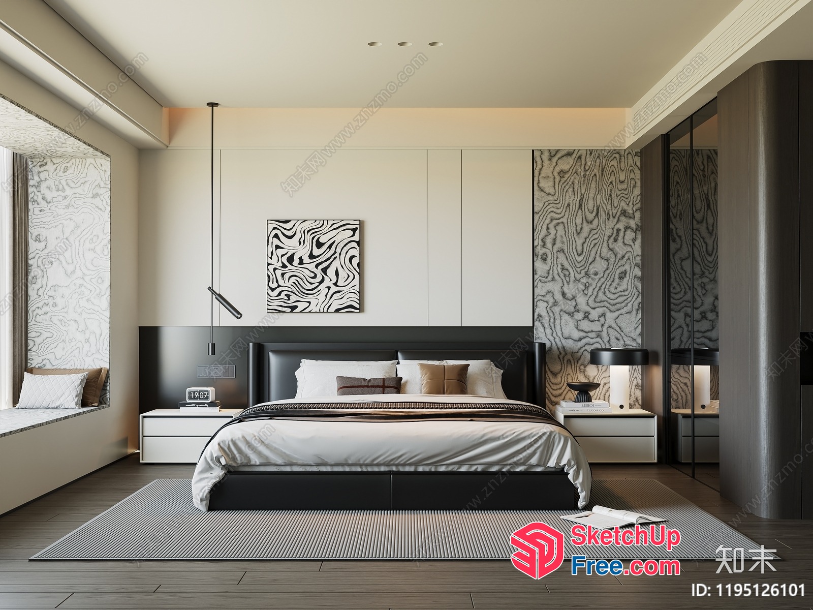 Modern Bedroom With Minimalist Decor 3D SketchUp File