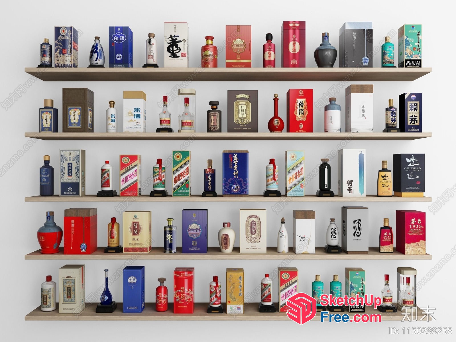 Decorative Shelves With Various Bottles 3D SketchUp File