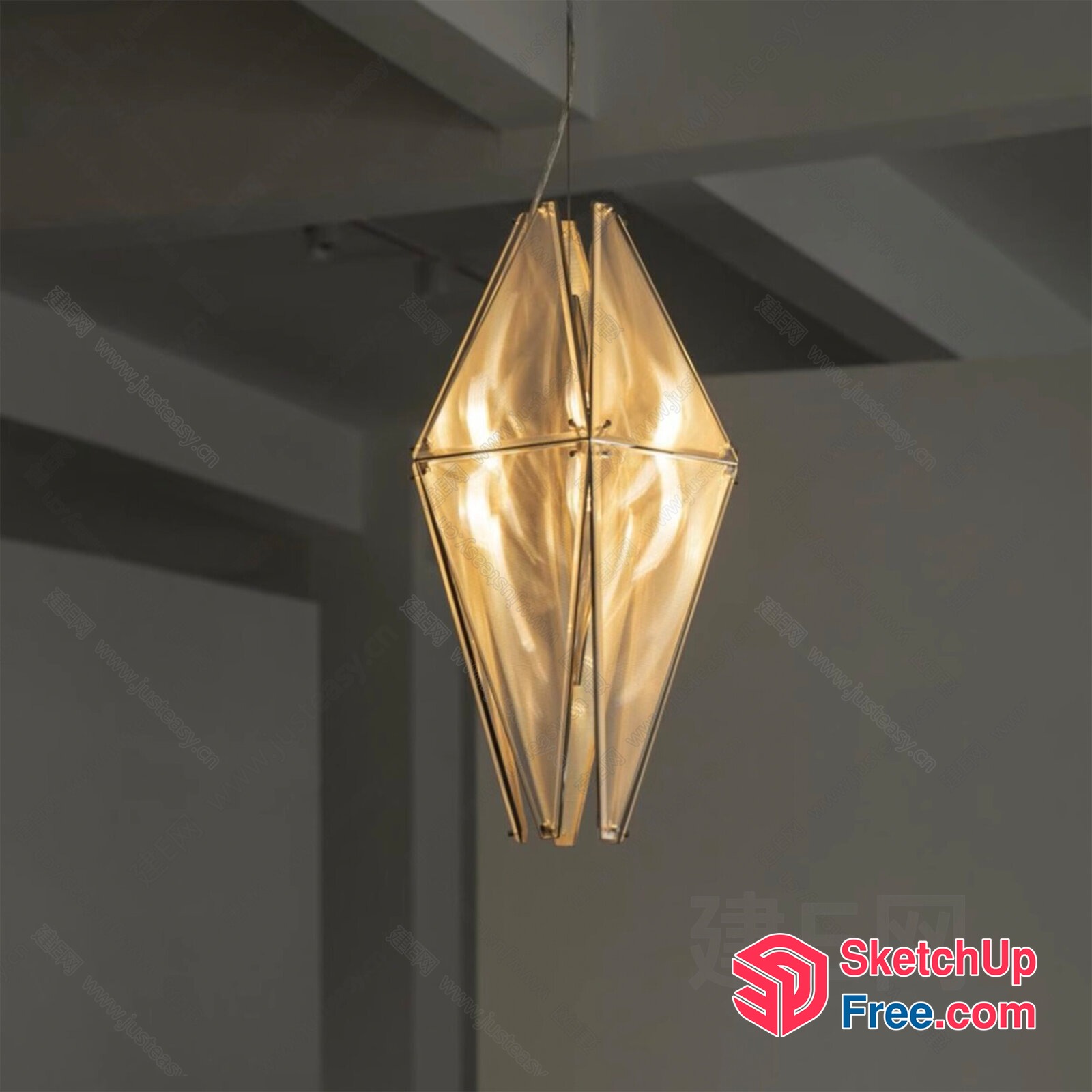 Hanging Glass Pendant Light Fixture 3D SketchUp File