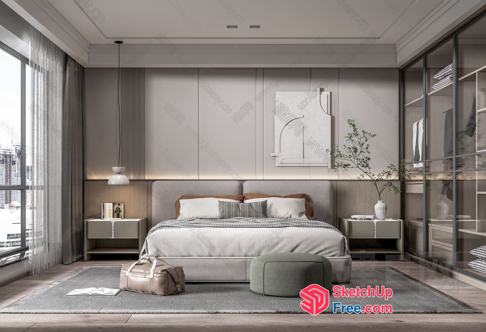 Modern Minimalist Bedroom Design 3D SketchUp File