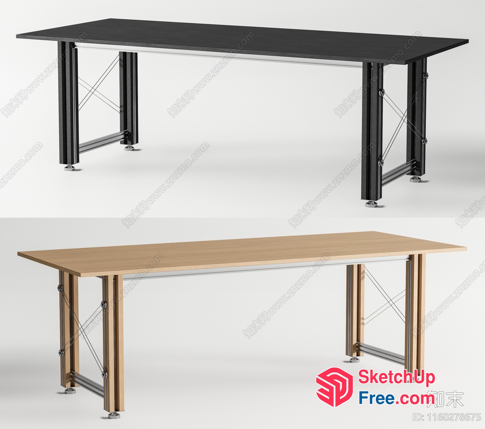 Long Rectangular Table With Metal Legs 3D SketchUp File