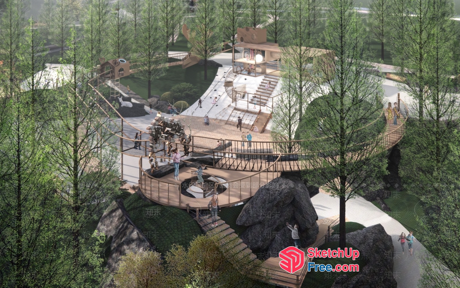Outdoor Stairway And Railing With A Unique Design 3D SketchUp File