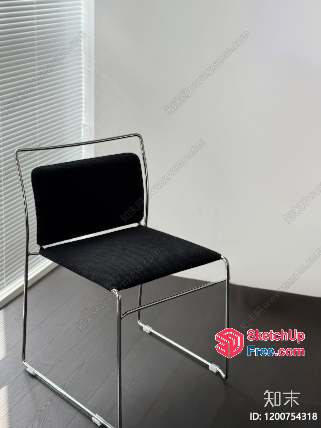 Modern Minimalist Black Chair In A Bright White Room 3D SketchUp File