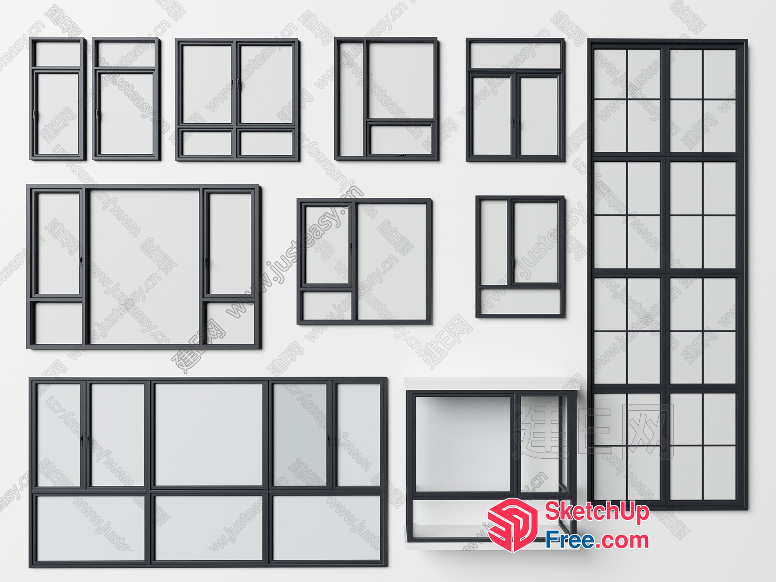 Black And White Window Frames Collection 3D SketchUp File