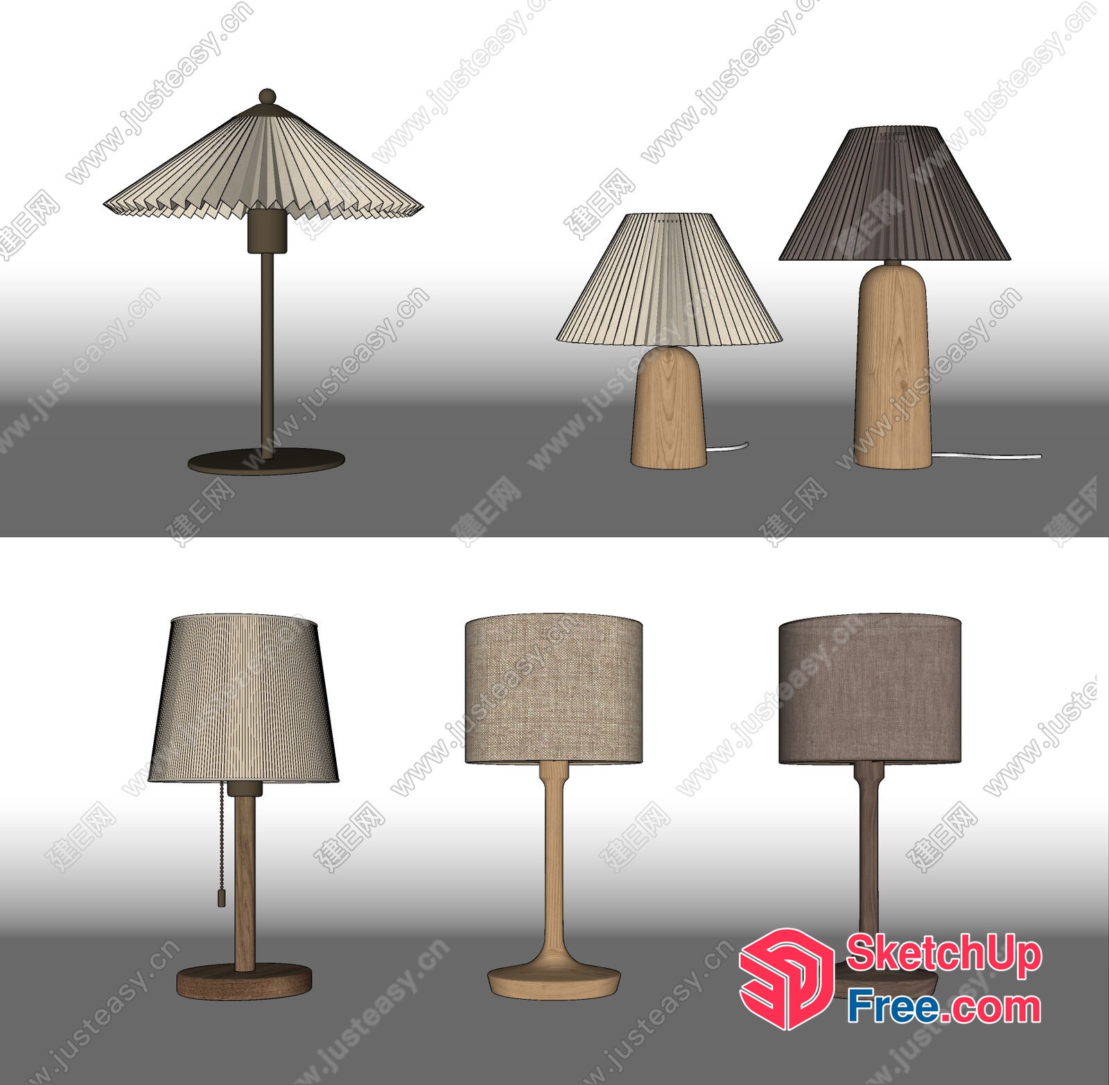 Modern Table Lamps With Various Shades 3D SketchUp File