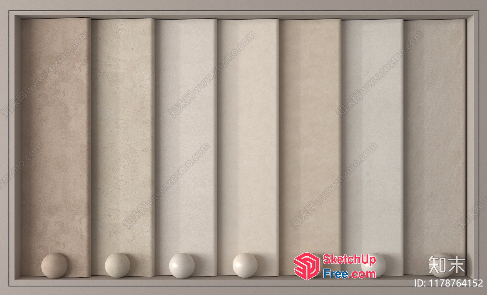 Elegant White And Beige Sliding Door With Decorative Balls 3D SketchUp File