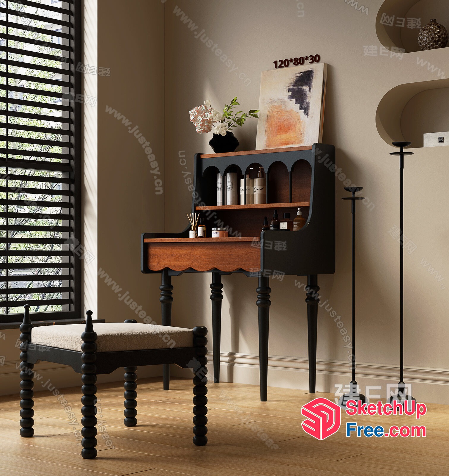 Elegant And Sophisticated Home Office Decor 3D SketchUp File