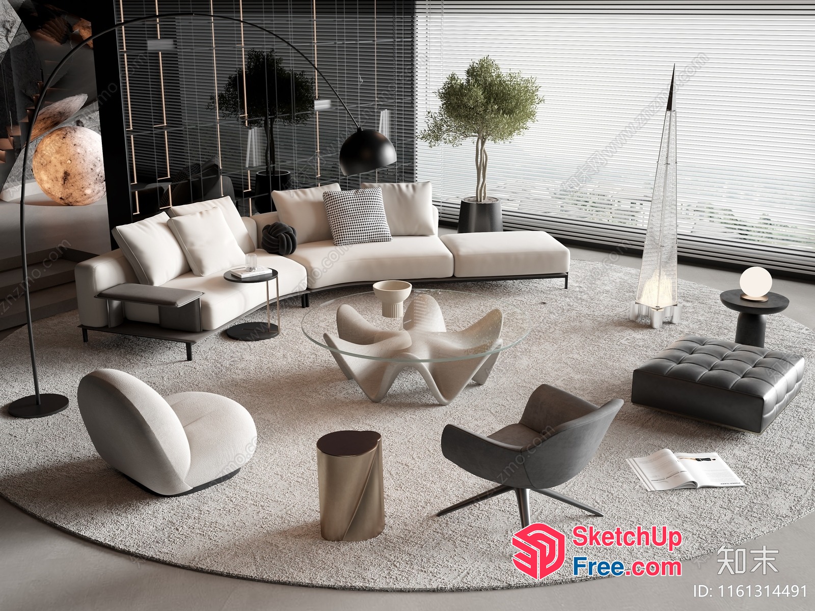 Modern Minimalist Living Room Interior Design 3D SketchUp File