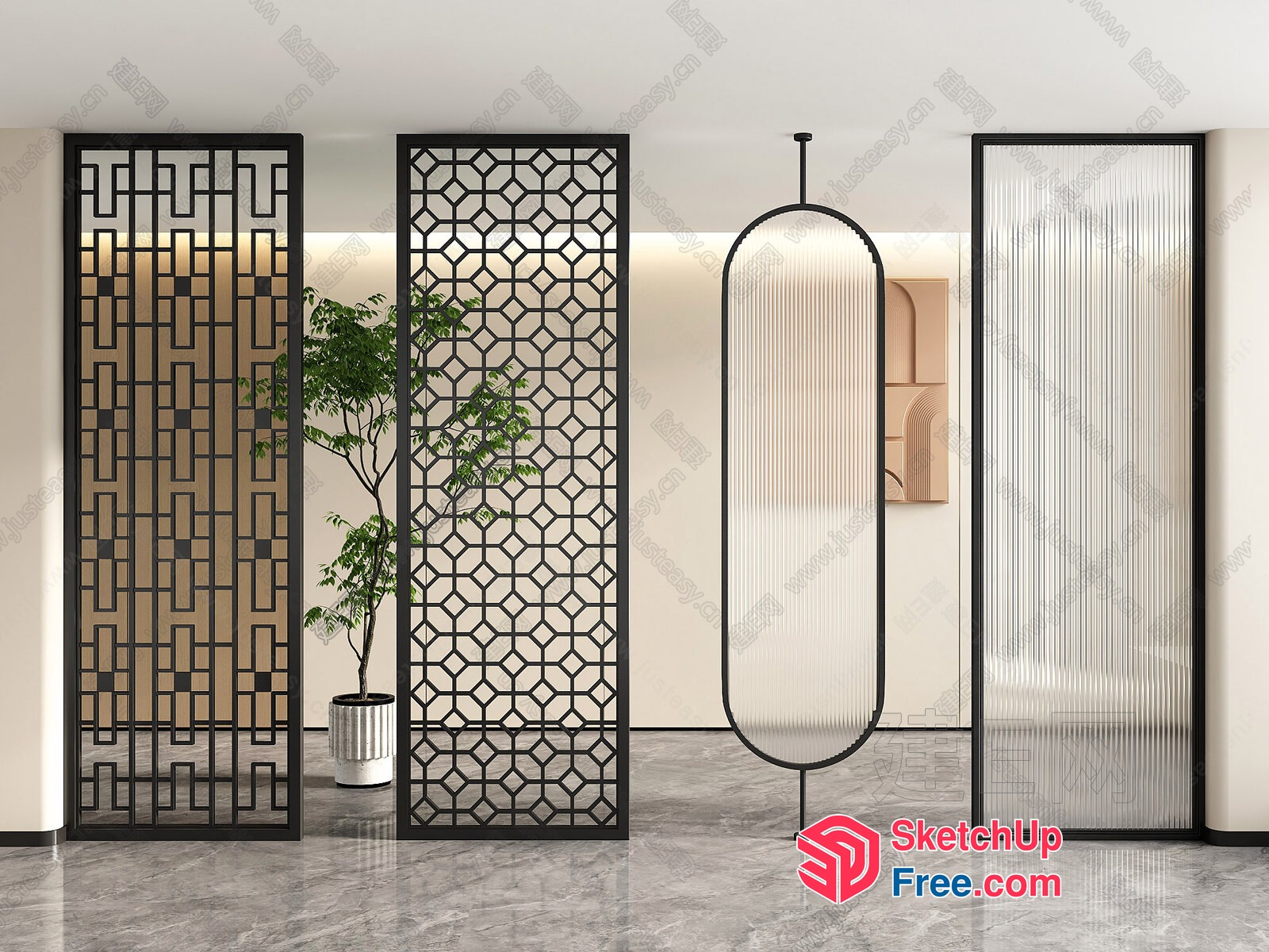 Elegant Modern Partition Screen 3D SketchUp File
