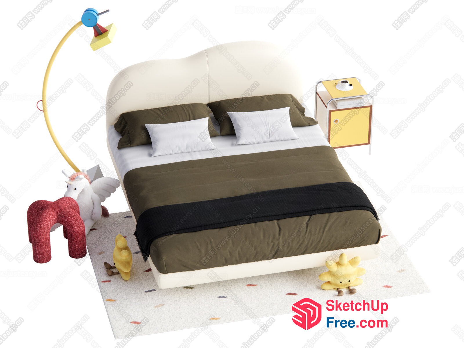 Modern Bedroom Interior With Fun And Whimsical Decor 3D SketchUp File