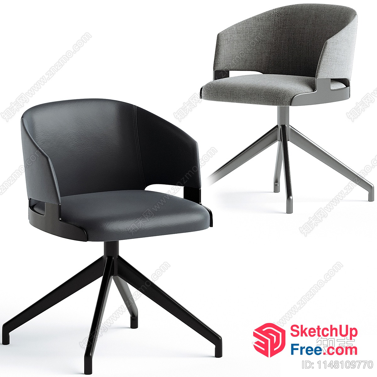 Modern Office Chair With Leather And Fabric Upholstery 3D SketchUp File