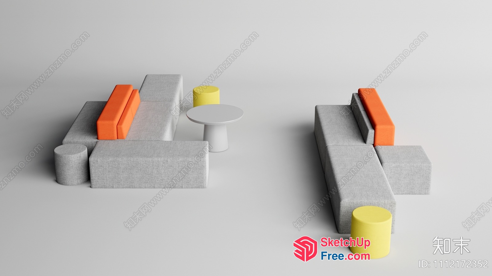 Modern Minimalist Living Room Furniture Arrangement 3D SketchUp File