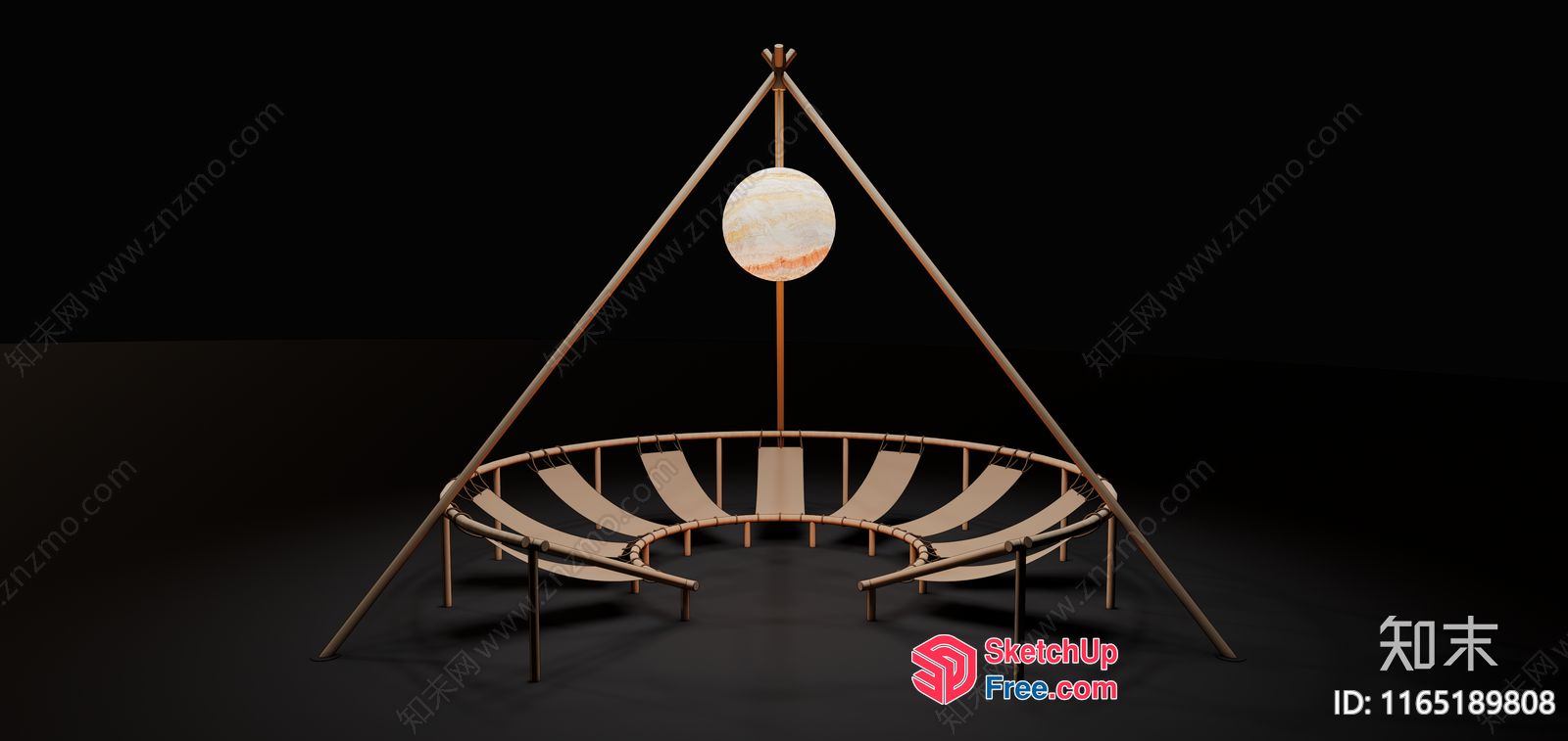 Japanese Style Outdoor Rattan Furniture Set 3D SketchUp File