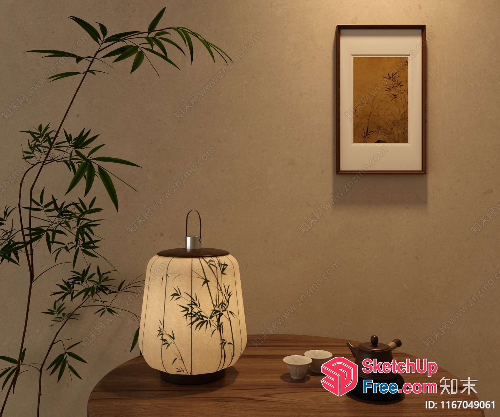Asian-Inspired Interior With Bamboo Decor 3D SketchUp File
