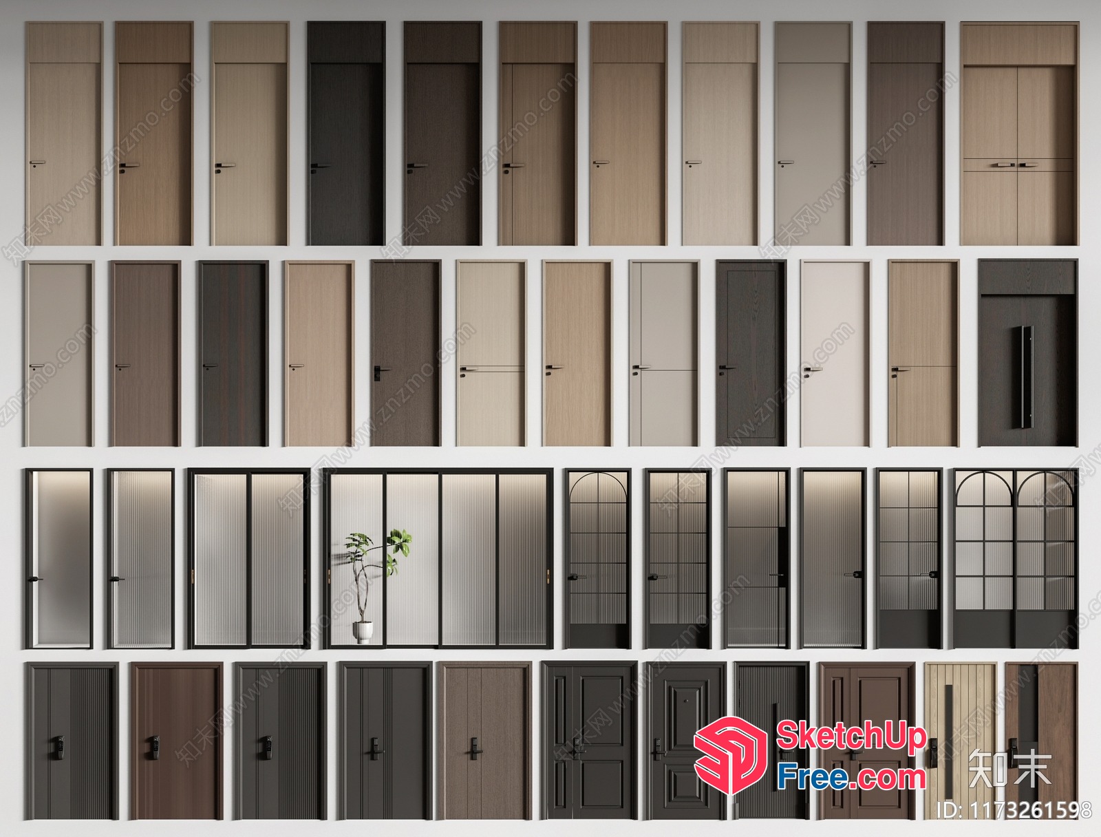 A Variety Of Doors In Different Styles 3D SketchUp File