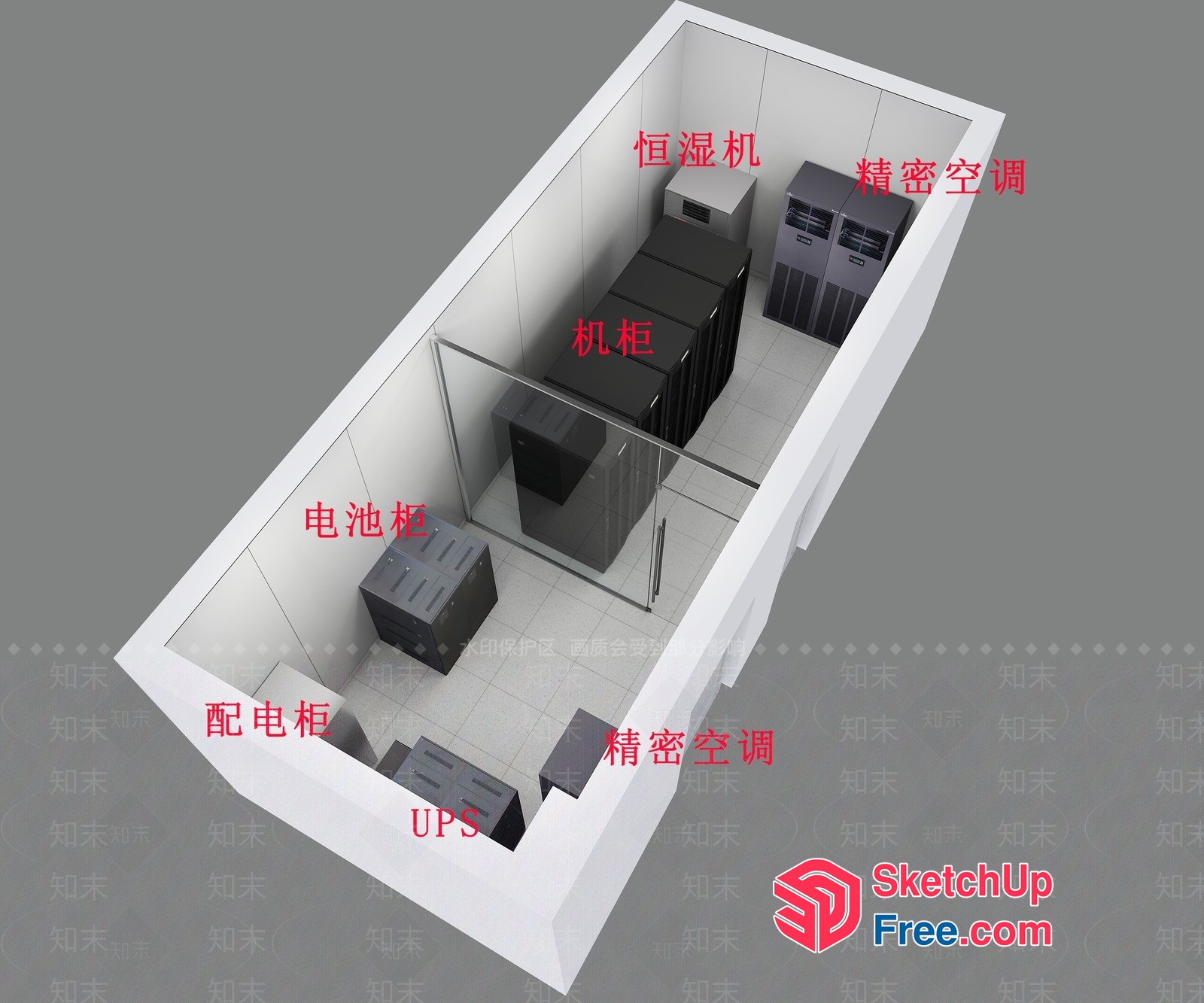 Computer Server Room Interior 3D SketchUp File