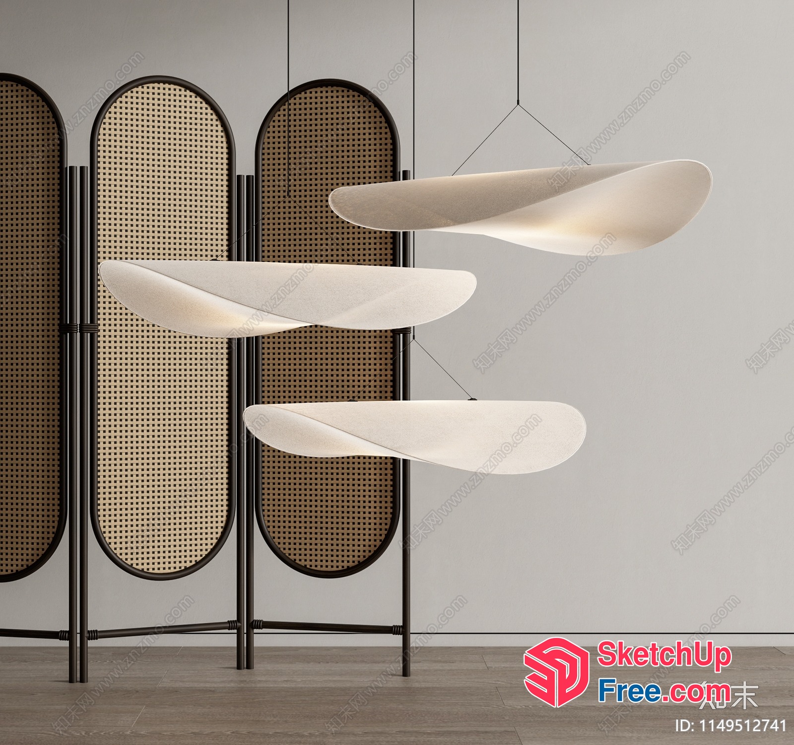 Partition Screen With Hanging Lights 3D SketchUp File