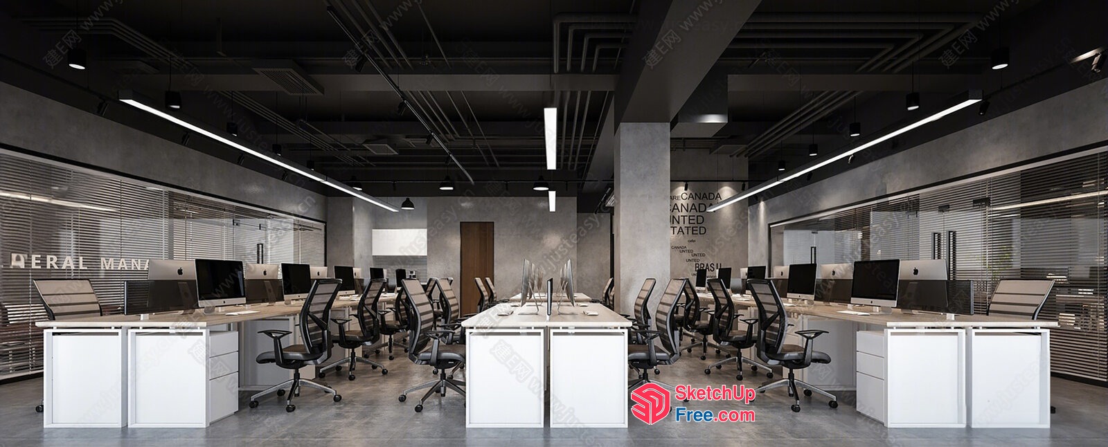 Modern Office Space With Sleek Furniture And Natural Lighting 3D SketchUp File