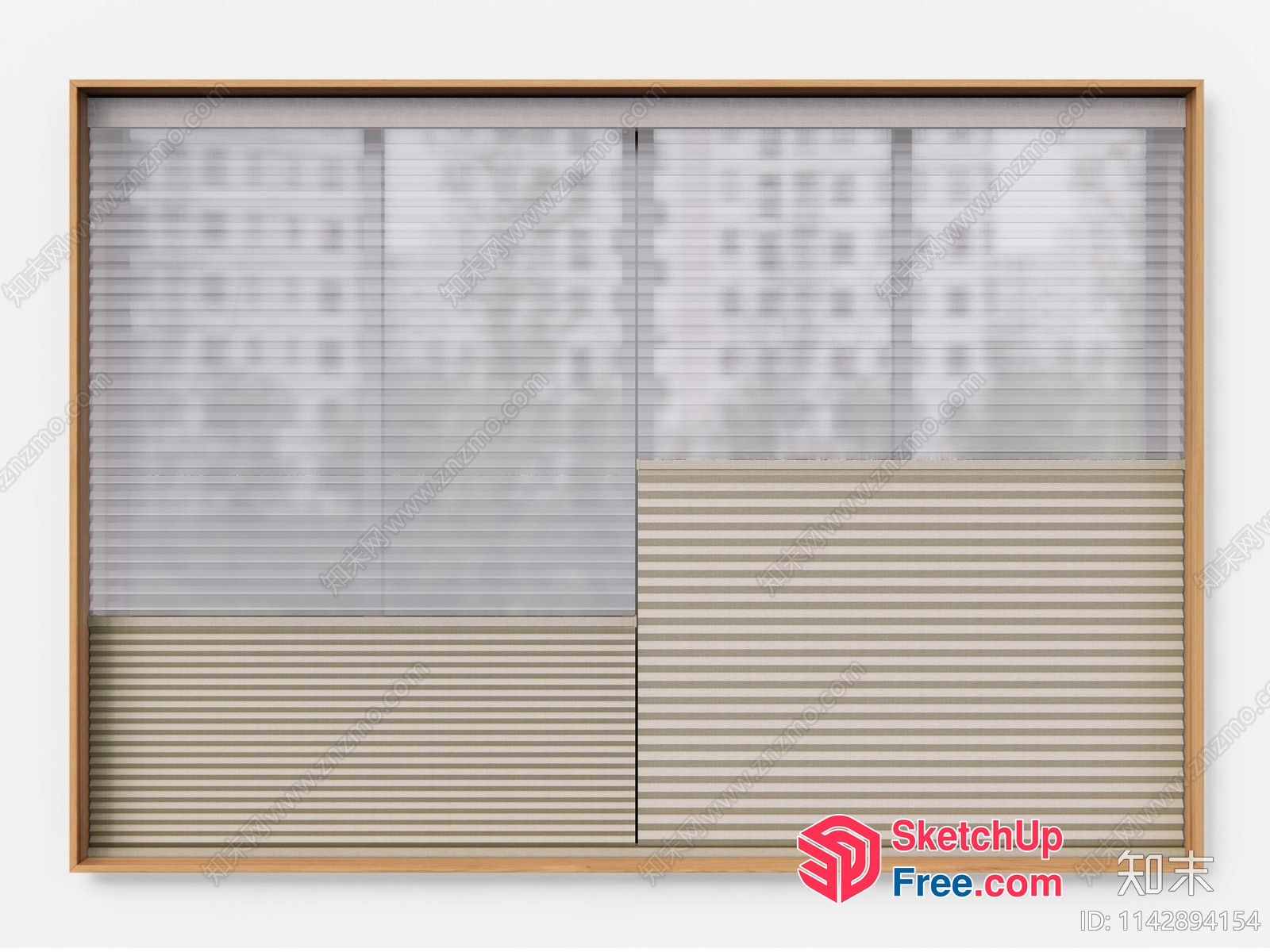 Window With Blinds And White Curtains 3D SketchUp File