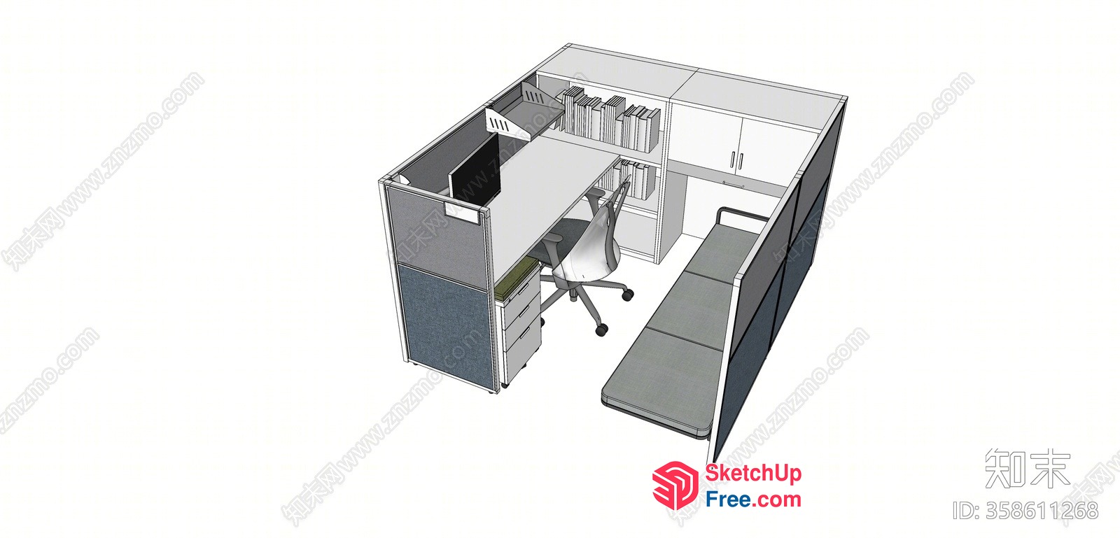 Office Furniture With Desk And Chair 3D SketchUp File