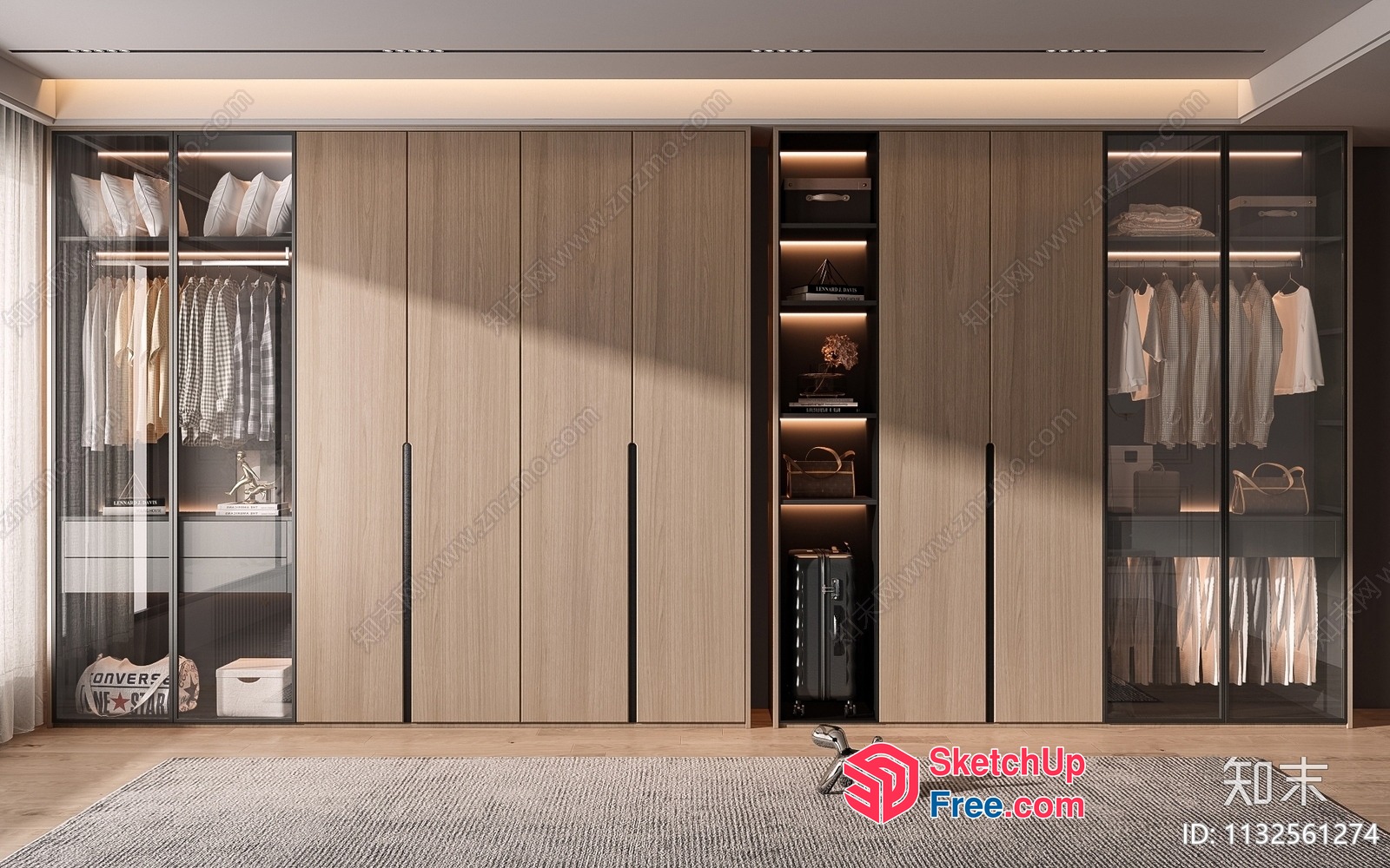Modern Wardrobe With Built-In Lighting 3D SketchUp File