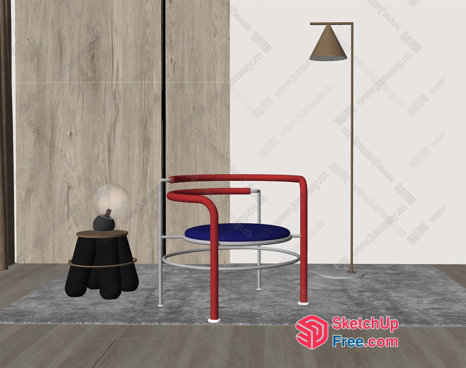 Modern Minimalist Living Room Furniture And Decor 3D SketchUp File