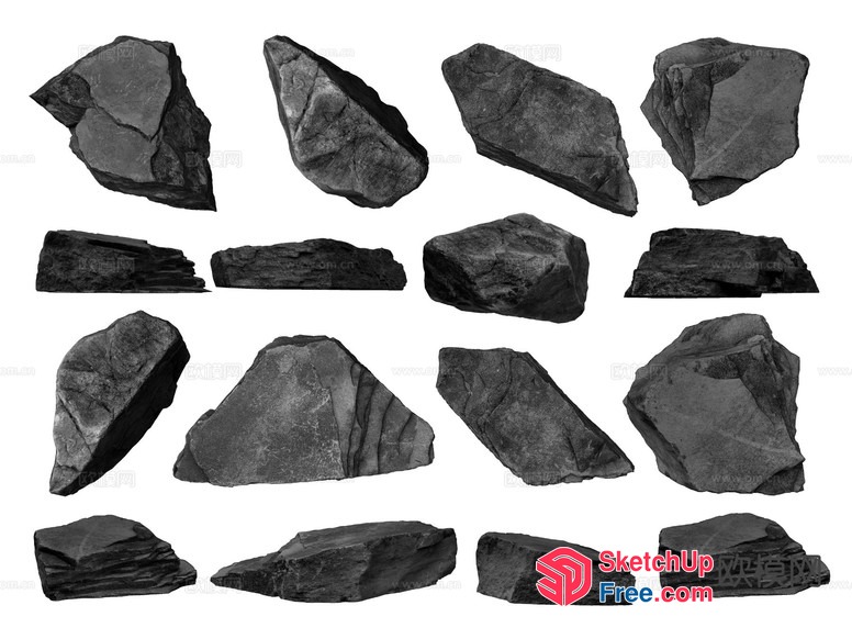 Black Coal Rocks 3D SketchUp File