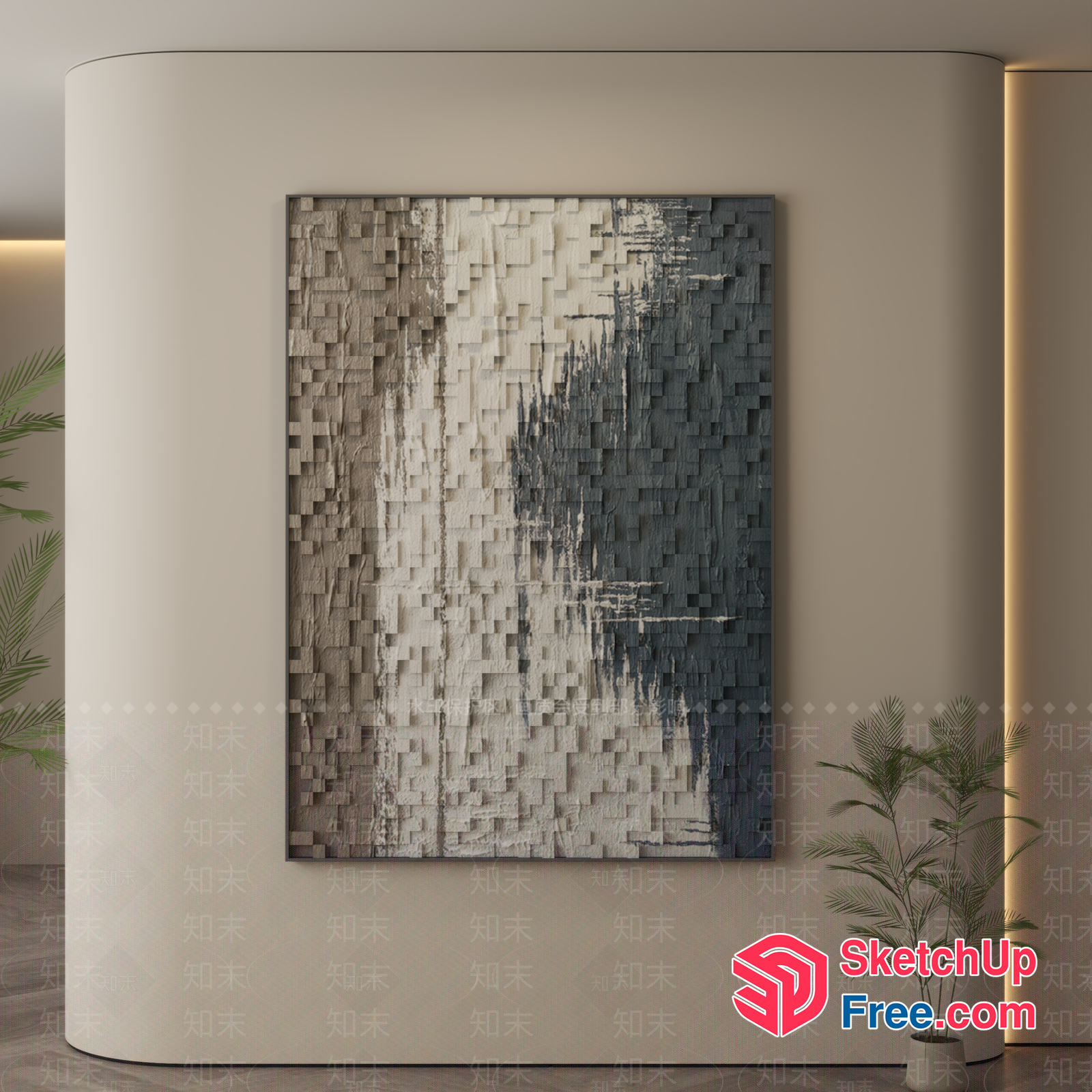 Abstract Modern Artwork In Neutral Tones 3D SketchUp File