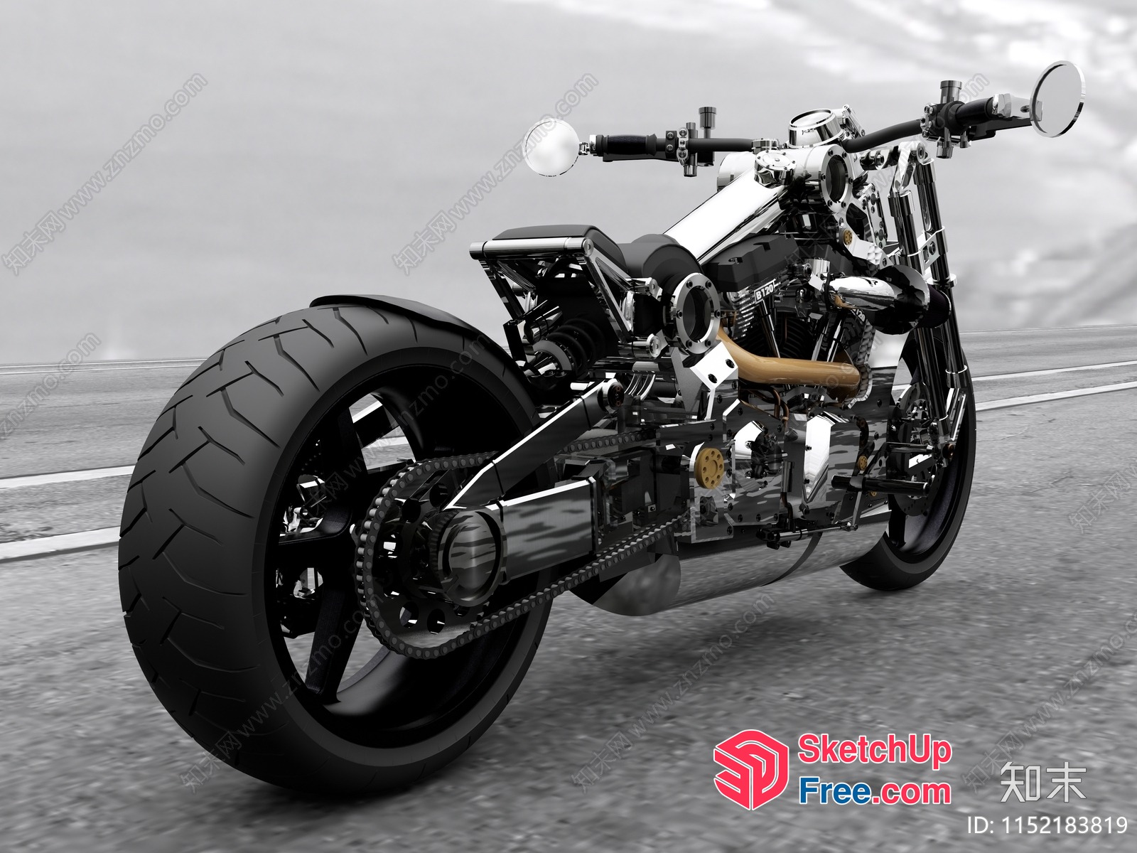Futuristic Motorcycle With High-Tech Features 3D SketchUp File